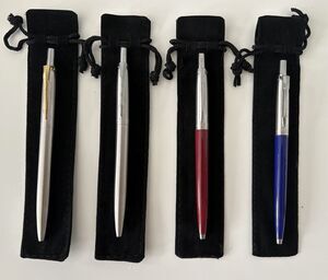 Lot of 4 Parker Rollerball Pens Medium Point Black Ink Made in France and UK